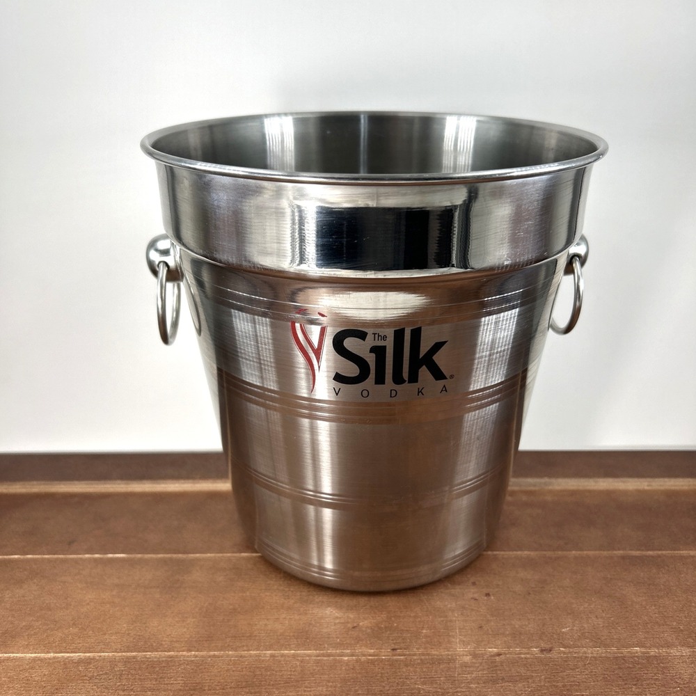 The Silk Vodka Stainless Steel Metal Ice Bucket Barware Man Cave, Made In India‎
